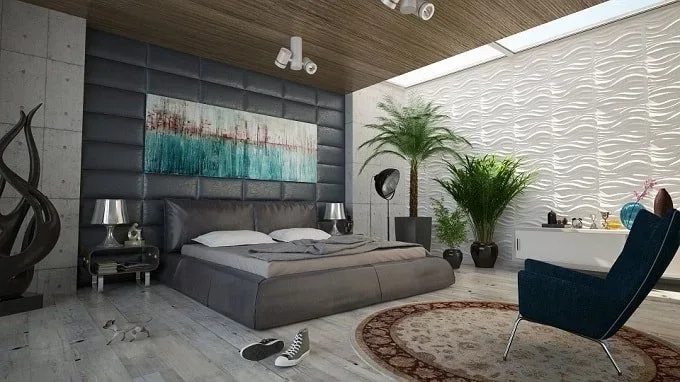 bedroom gray wavy wall feng shui